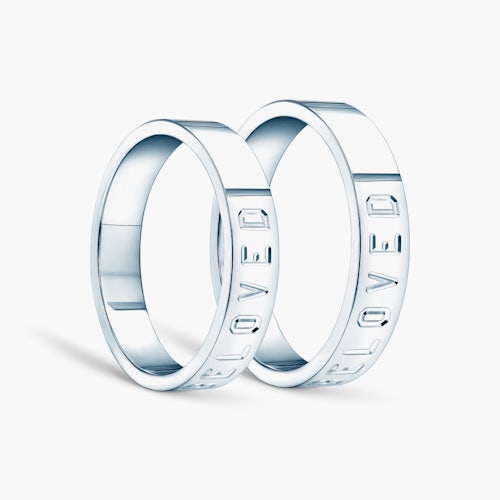 Obrączki partnerskie Sign of Love®: białe złoto, płaskie 4mm